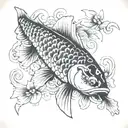 koi carp with gun tattoo design idea