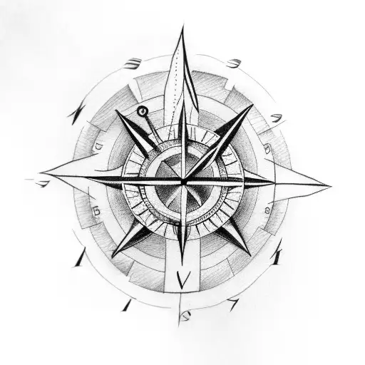 Arrow with in center, half of a clock and half of a compass tattoo design idea