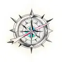 One arrow with in center, half of a clock and half of a compass tattoo design idea