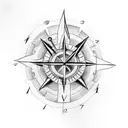 Arrow with in center, half of a clock and half of a compass tattoo design idea