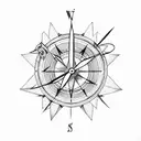 Arrow with in center, half of a clock and half of a compass tattoo design idea