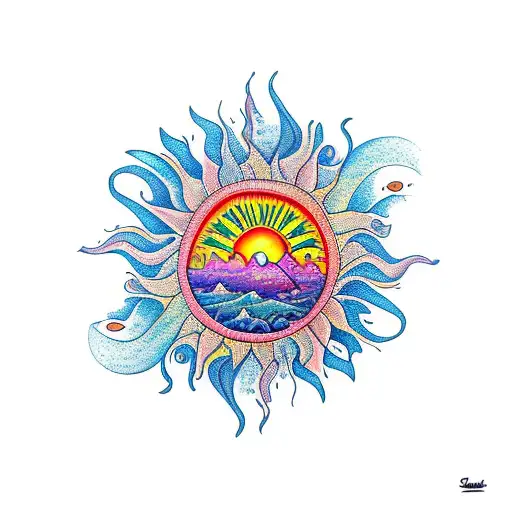 Hippie Sun tattoo design idea