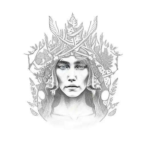 Hippie Exploring a Forest  tattoo design idea