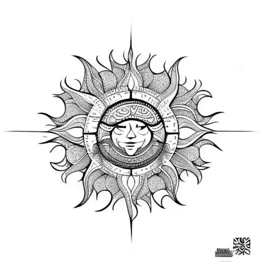 Hippie Sun tattoo design idea