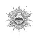 Trippy Hippie Sun Nature, 4k tattoo design idea