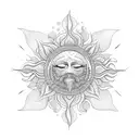 Trippy Hippie Sun Nature, 4k tattoo design idea