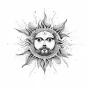 Trippy Hippie Sun Nature, 4k tattoo design idea