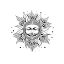 Trippy Hippie Sun Nature, 4k tattoo design idea