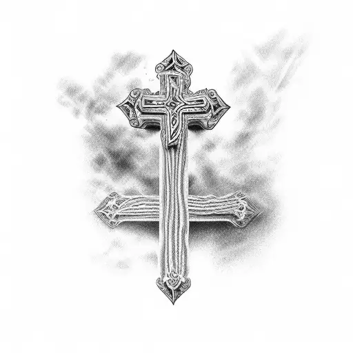 christian crosses and roman numbers sleeve tattoo design idea