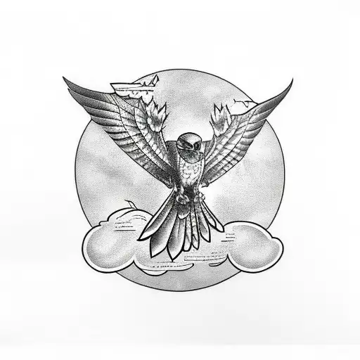 falcon , clouds , cobra tattoo design idea