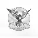 falcon , clouds , cobra tattoo design idea