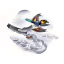 falcon , clouds , cobra tattoo design idea