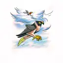falcon , clouds , cobra tattoo design idea