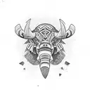 mammoth showing fear and agressive tattoo design idea