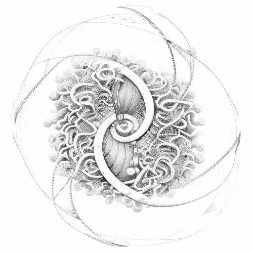 A sketch-style illustration of a DNA strand merging with a wave tattoo design idea