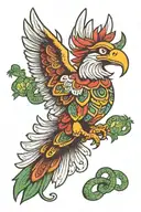 Mexican eagle fighting a snake on a nopal cactus shaped like tattoo design idea