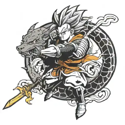 demon slayer x dragon ball z tattoo design idea