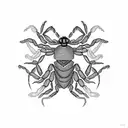 A scorpion surrounded by a mesmerizing geometric black art design tattoo design idea