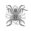 A scorpion surrounded by a mesmerizing geometric black art design tattoo design idea