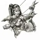 amazon warrior with bow and arrow tattoo featuring tattoo design idea
