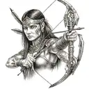 amazon warrior with bow and arrow tattoo featuring tattoo design idea