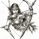 amazon warrior with bow and arrow tattoo featuring tattoo design idea