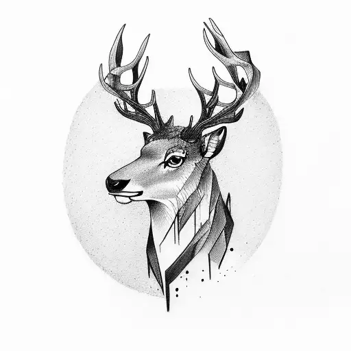 travel and with stag  tattoo design idea