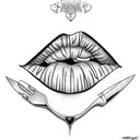 lips with knife  tattoo design idea