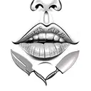 lips with knife  tattoo design idea