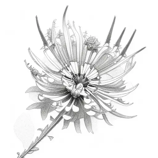 larkspur, hawthorn, aster tattoo design idea