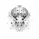 Main animal scorpio, surrounded by zodiac signs libra, aries, gemini, capricorn tattoo design idea