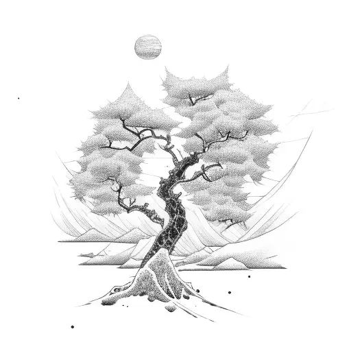 Nana and Pop with a Japanese tree  tattoo design idea