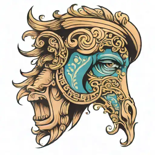 alexander the great crying eyes tattoo design idea
