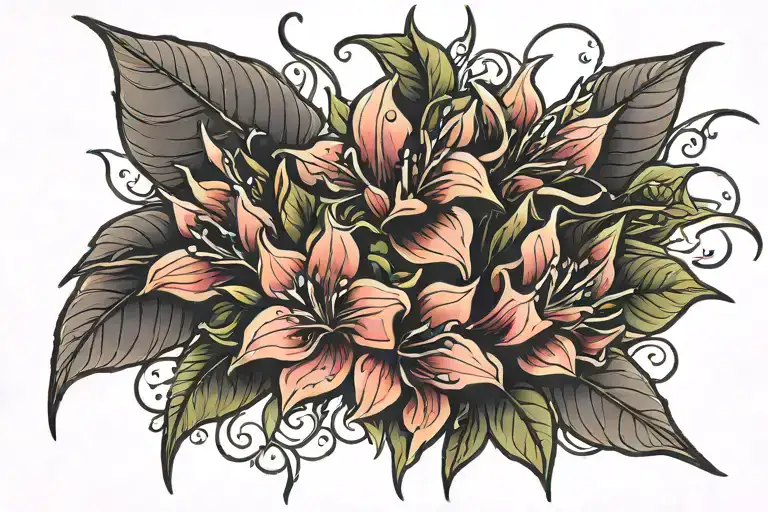 climbing plant spikes tattoo design idea