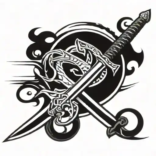 sabre fencing sword going tattoo design idea