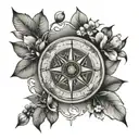 japanese cherry compass tattoo design idea