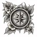 japanese cherry compass tattoo design idea