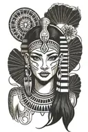white black Egyptian girl face  tattoo design idea