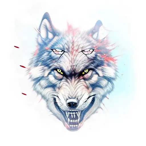 Snarling wolf tattoo design idea
