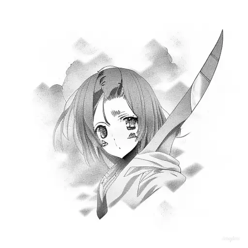 a dramatic anime love with hope tattoo design idea