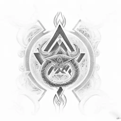 umay godess, Umay in turkic runes and the element of earth  tattoo design idea