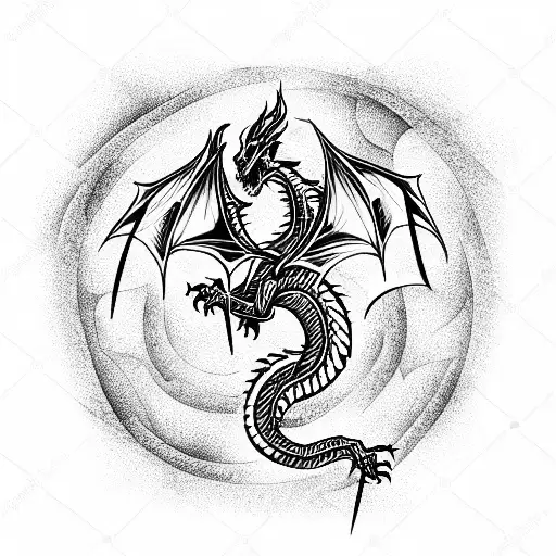Dragon fire tattoo design idea