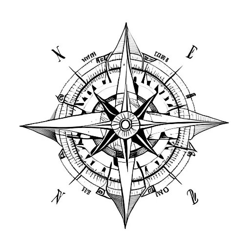 A minimalist tattoo of a compass rose with wings, symbolizing a love for travel and exploration tattoo design idea