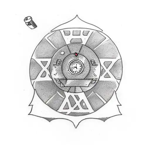 The TARDIS from Doctor Who in a traditional blackwork style tattoo design idea