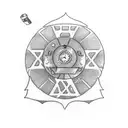 The TARDIS from Doctor Who in a traditional blackwork style tattoo design idea