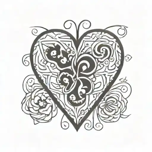 simple heart shaped cake top view tattoo design idea
