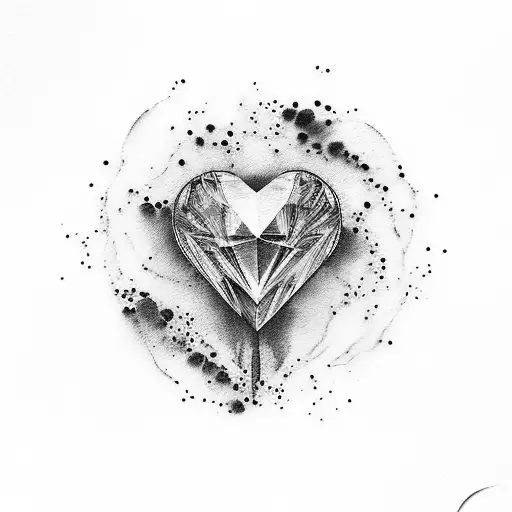 water color design with Bright colors can have black added as well wuth a heart gem tattoo design idea