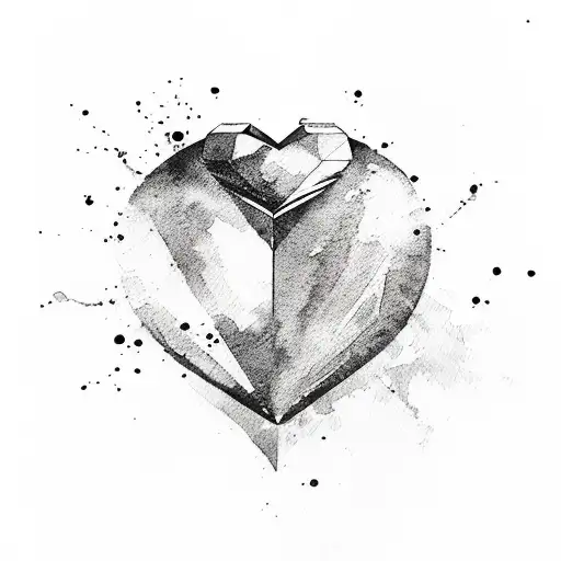 watercolor design with a heart gem  tattoo design idea