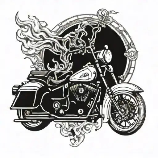 motorcycle, fire engine tattoo design idea