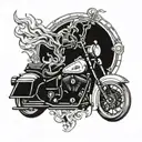motorcycle, fire engine tattoo design idea